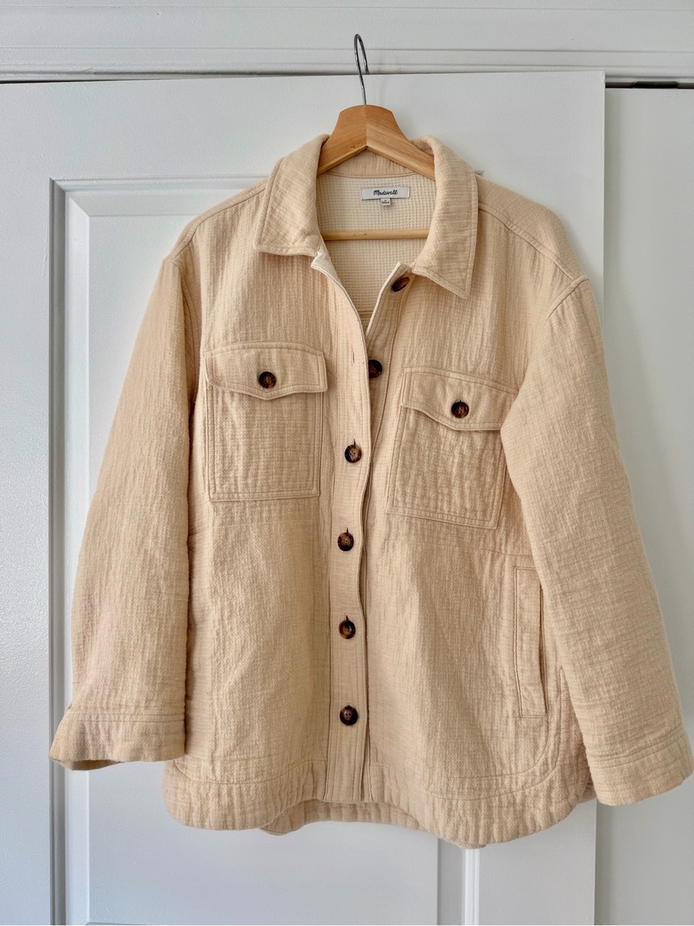 Madewell Cream Button-Front Shirt Jacket